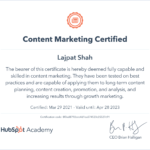 Hubspot Content Marketing Certified